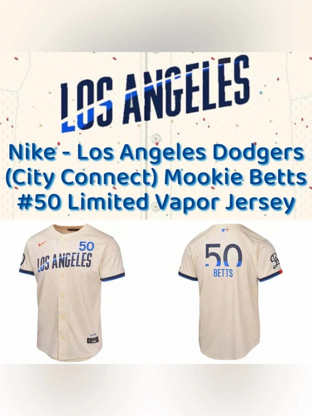 Nike - Los Angeles Dodgers (City Connect) Mookie Betts #50 Limited Vapor Jersey